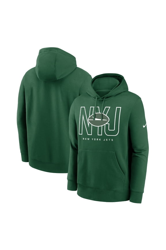 Men's Nike Green New York Jets Busted Play Club Fleece Pullover Hoodie