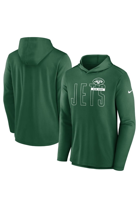 Men's Nike Green New York Jets Lightweight Performance Hooded Long Sleeve T-Shirt
