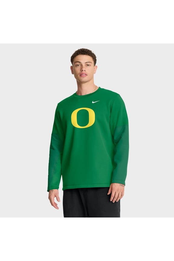 Men's Nike Green Oregon Ducks 2025 Sideline Coach Therma-FIT Long Sleeve T-Shirt