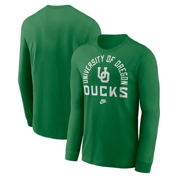 Men's Nike Green Oregon Ducks Legacy Arched Logo Long Sleeve T-Shirt