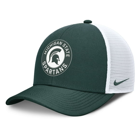 Men's Nike Green/White Michigan State Spartans Rise Primetime Performance Trucker Adjustable Hat