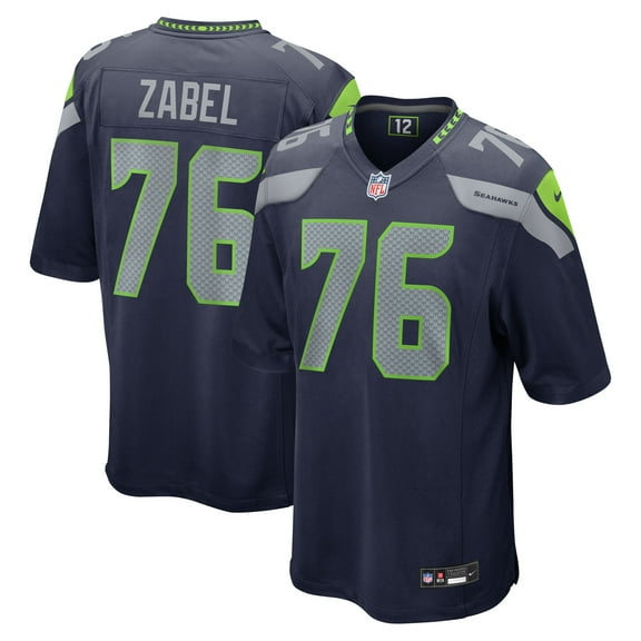 Men's Nike Grey Zabel College Navy Seattle Seahawks 2025 NFL Draft First Round Pick Game Jersey