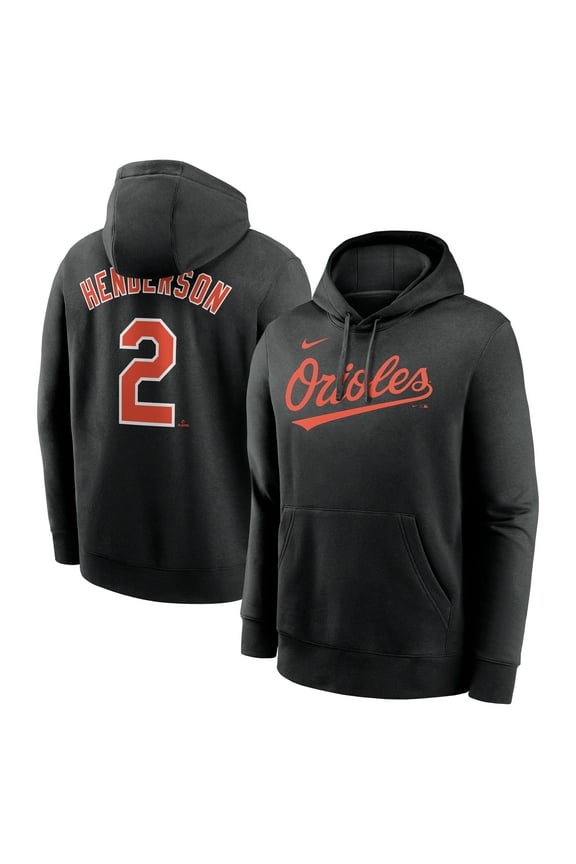 Men's Nike Gunnar Henderson Black Baltimore Orioles Player Name & Number Club Fleece Pullover Hoodie