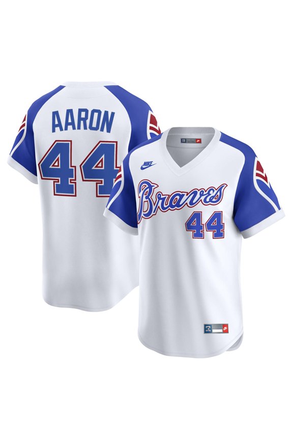 Men's Nike Hank Aaron White Atlanta Braves Throwback Cooperstown Collection Limited Jersey