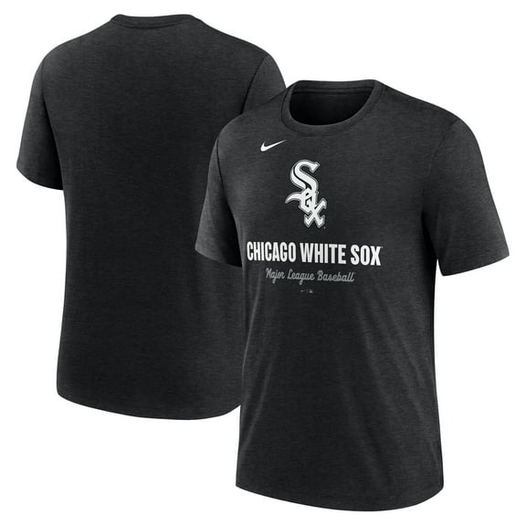 Men's Nike Heather Black Chicago White Sox Logo Tri-Blend T-Shirt