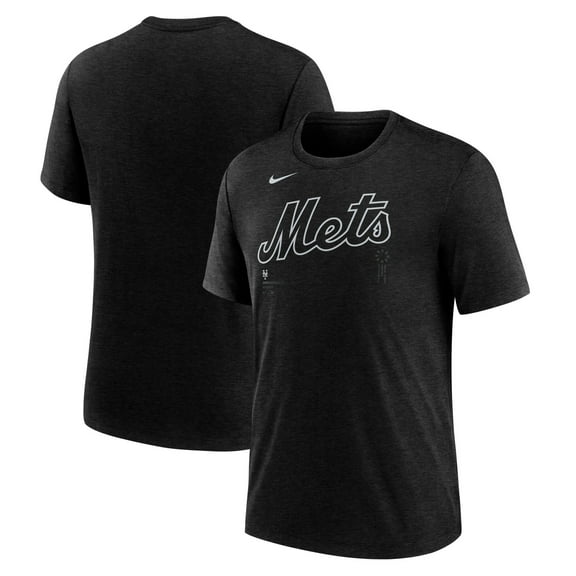 Men's Nike Heather Black New York Mets Wordmark Tri-Blend T-Shirt