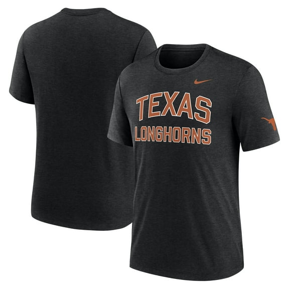 Men's Nike Heather Black Texas Longhorns Campus Collegiate Block Tri-Blend T-Shirt