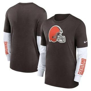 Women's Brown Cleveland Browns Plus Athletic Varsity Lace-Up V-Neck Long  Sleeve T-shirt