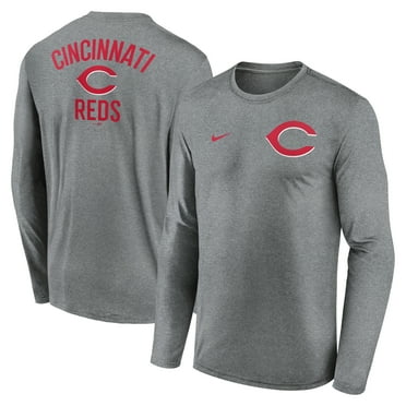 Men's Nike Heather Charcoal Cincinnati Reds 2-Hit Legend Performance Long Sleeve T-Shirt