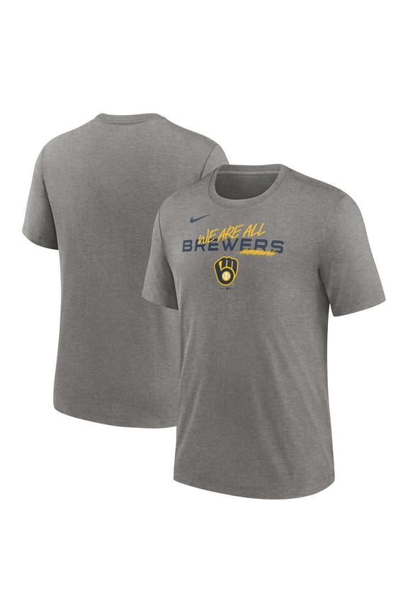 Men's Nike Heather Charcoal Milwaukee Brewers We Are All Tri-Blend T-Shirt