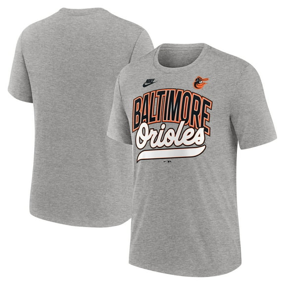 Men's Nike Heather Gray Baltimore Orioles Cooperstown Collection Retro Tri-Blend T-Shirt