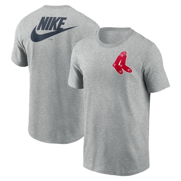 Men's Nike Heather Gray Boston Red Sox Cooperstown Collection Large Logo 2-Hit T-Shirt