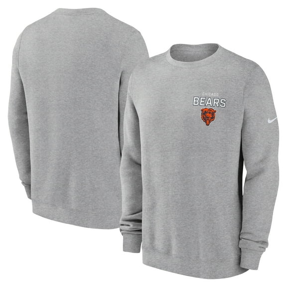 Men's Nike Heather Gray Chicago Bears Primetime Club Fleece Pullover Sweatshirt