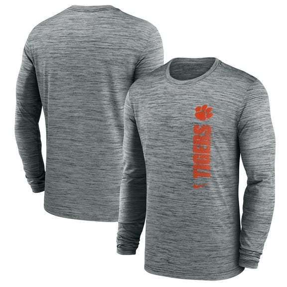 Men's Nike Gray Clemson Tigers 2024 Sideline Velocity Dri-FIT Long Sleeve T-Shirt