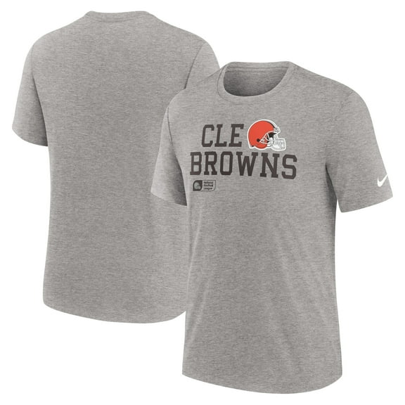Men's Nike Heather Gray Cleveland Browns Overlap Lockup Tri-Blend T-Shirt