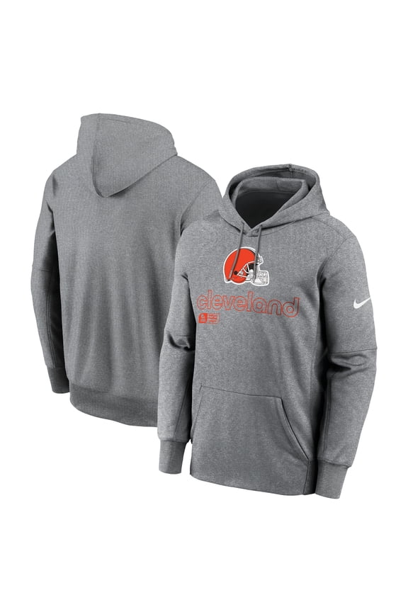 Men's Nike Heather Gray Cleveland Browns Performance Pullover Hoodie