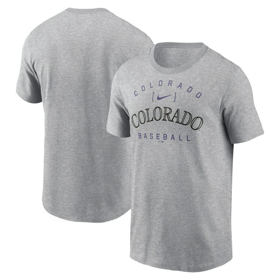 Men's Nike Heather Gray Colorado Rockies Home Team Athletic Arch T-Shirt
