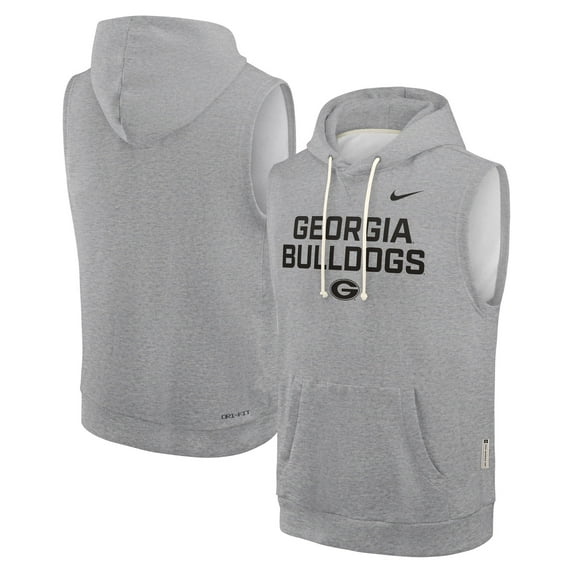 Men's Nike Heather Gray Georgia Bulldogs 2025 Sideline Performance Sleeveless Pullover Hoodie