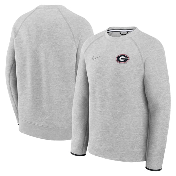 Men's Nike Heather Gray Georgia Bulldogs Tech Fleece Raglan Sweatshirt