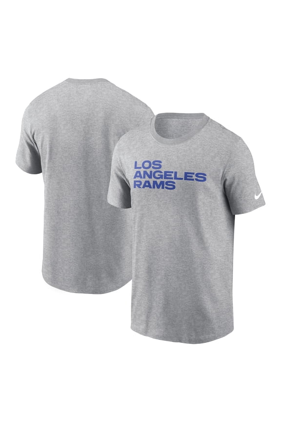Men's Nike Heather Gray Los Angeles Rams Primetime Wordmark Essential T-Shirt