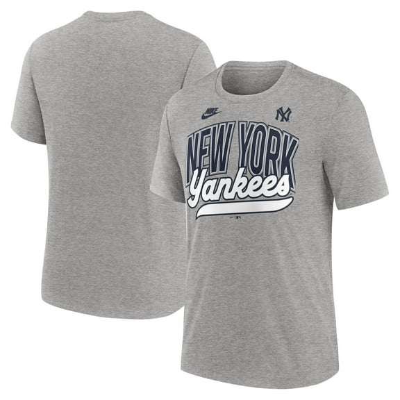 Men's Nike Heather Gray New York Yankees Cooperstown Collection Retro Tri-Blend T-Shirt