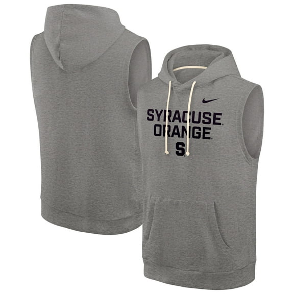 Men's Nike Heather Gray Syracuse Orange Sleeveless Pullover Hoodie