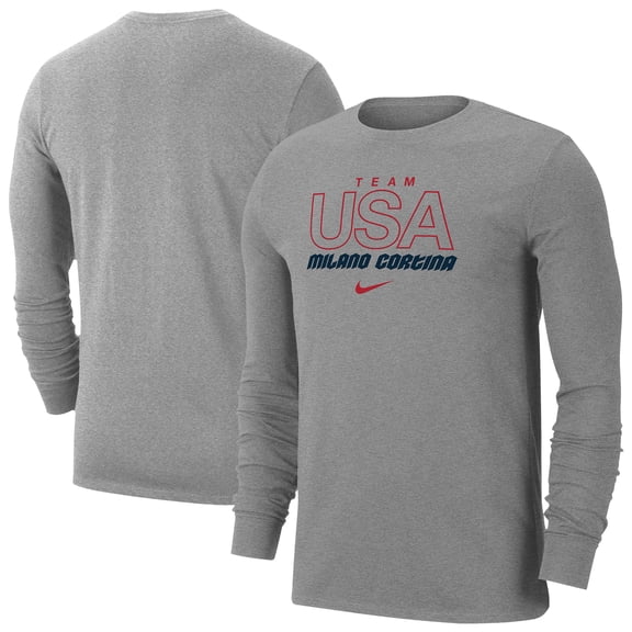 Men's Nike Heather Gray Team USA Milano Cortina 2026 Winter Olympics Dri-FIT Long Sleeve T-Shirt