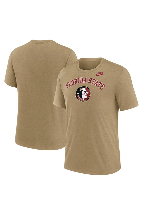 Men's Nike Heather Light Brown Florida State Seminoles Legacy Arch Tri-Blend T-Shirt