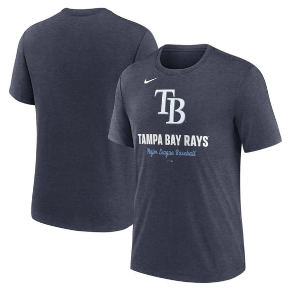 Men's Nike Heather Navy Tampa Bay Rays Logo Tri-Blend T-Shirt