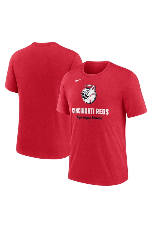 Men's Nike Heather Red Cincinnati Reds Logo Tri-Blend T-Shirt