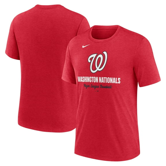 Men's Nike Heather Red Washington Nationals Logo Tri-Blend T-Shirt