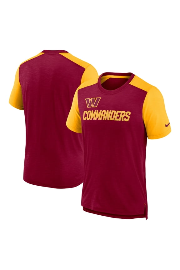 Men's Nike Heathered Burgundy/Heathered Gold Washington Commanders Color Block Team Name T-Shirt
