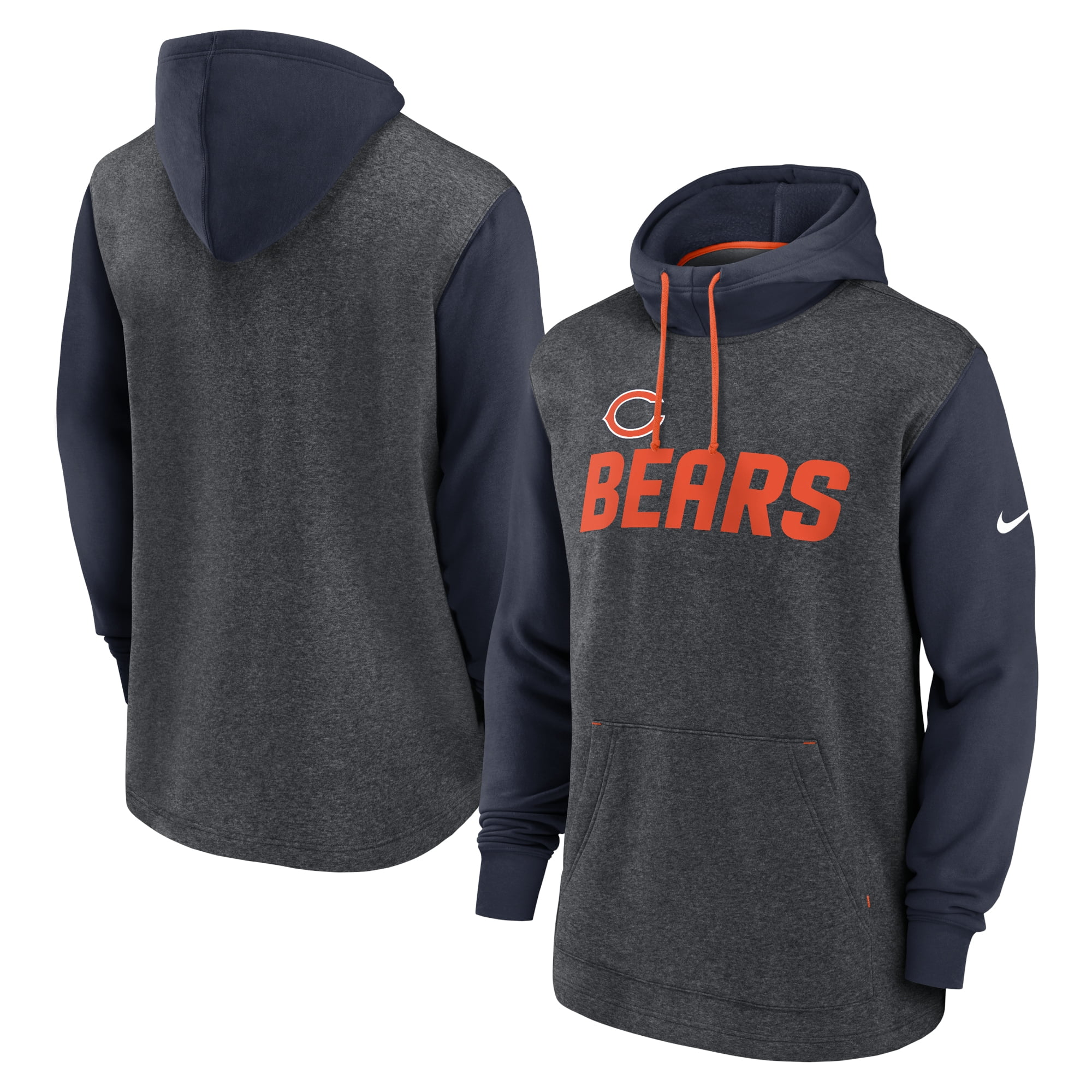 Men s Nike Heathered Charcoal Navy Chicago Bears Surrey Legacy Pullover Hoodie Walmart