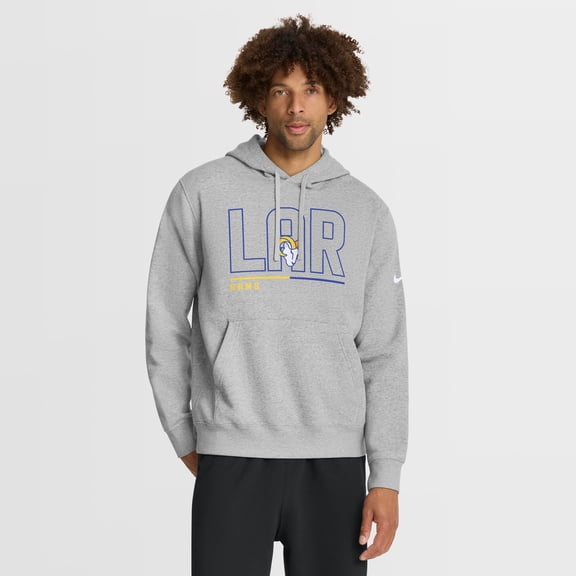 Men's Nike Heathered Gray Los Angeles Rams City Code Club Fleece Pullover Hoodie