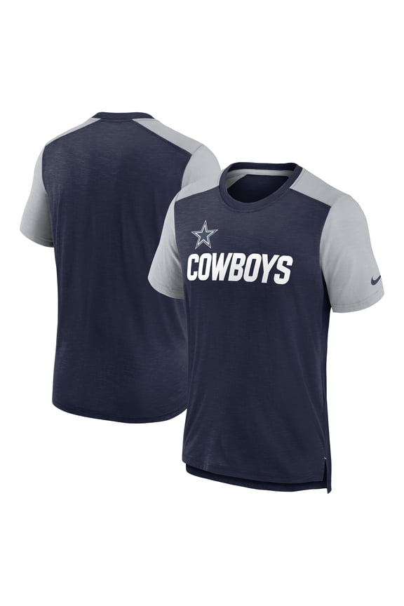 Men's Nike Heathered Navy/Heathered Gray Dallas Cowboys Color Block Team Name T-Shirt