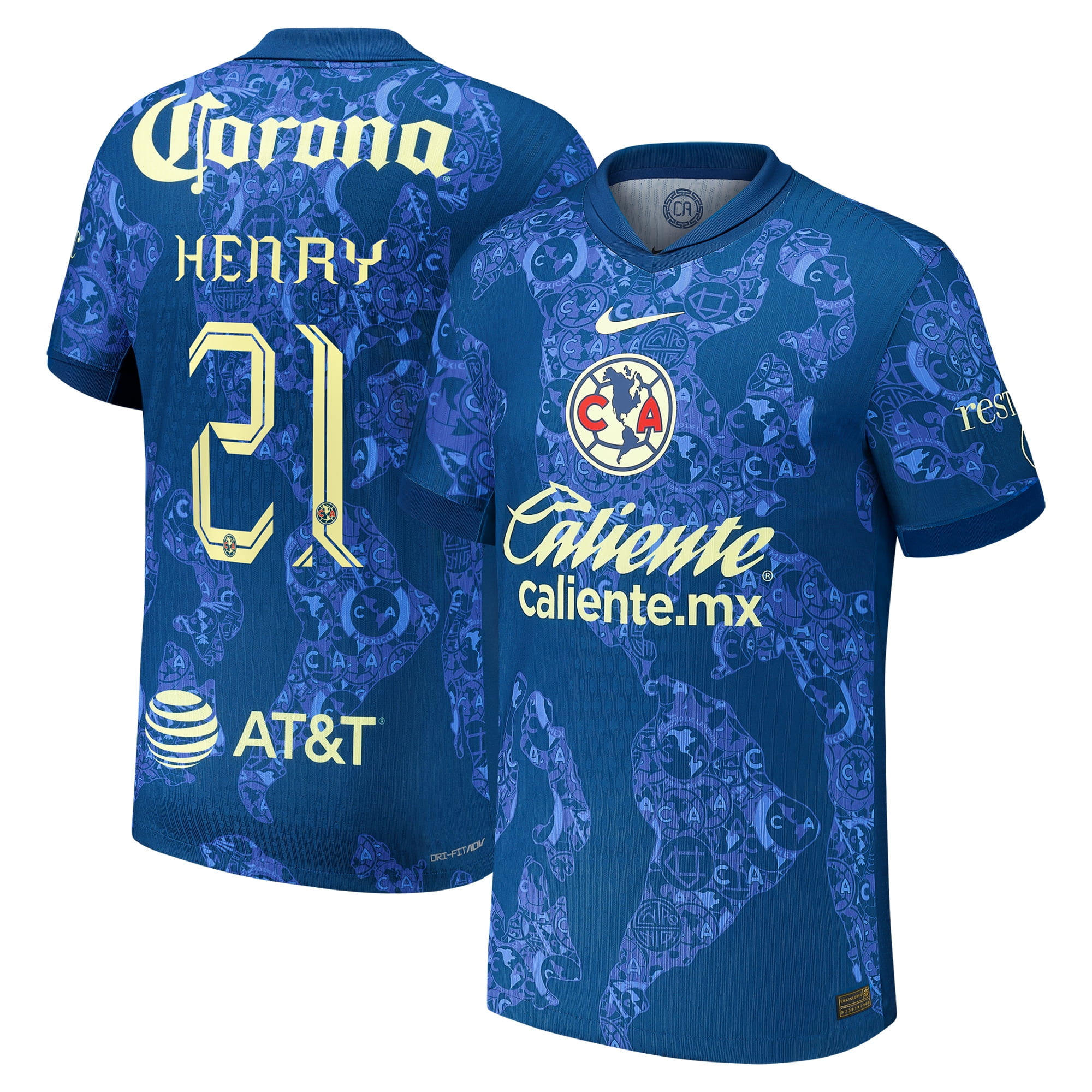Men's Nike Henry Martin Blue Club America 2024/25 Away Authentic Player