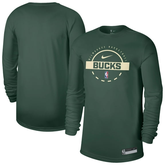 Men's Nike Hunter Green Milwaukee Bucks 2025/26 On-Court Flare Dri-FIT Practice Long Sleeve Tri-Blend T-Shirt