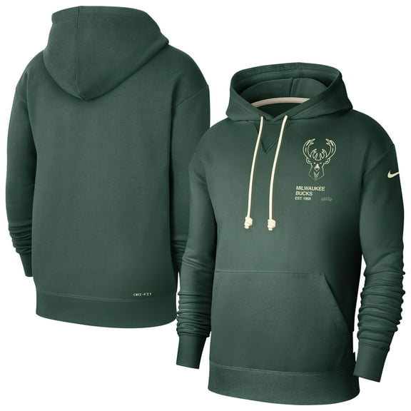 Men's Nike Hunter Green Milwaukee Bucks Courtside Standard Issue Premium Performance Pullover Hoodie