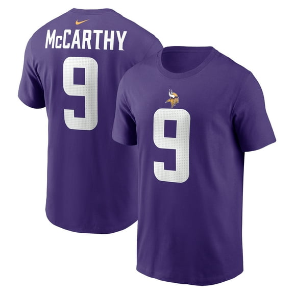 Men's Nike J.J. McCarthy Purple Minnesota Vikings Name & Number T-Shirt