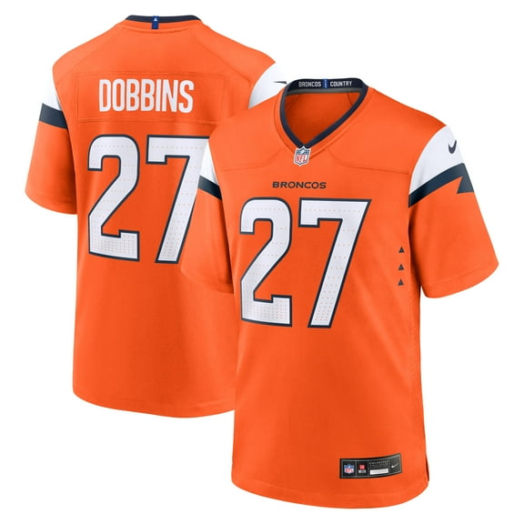 Men's Nike J.K. Dobbins  Orange Denver Broncos Team Game Jersey