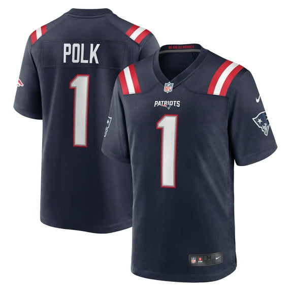 Men's Nike Ja'Lynn Polk Navy New England Patriots Team Game Jersey