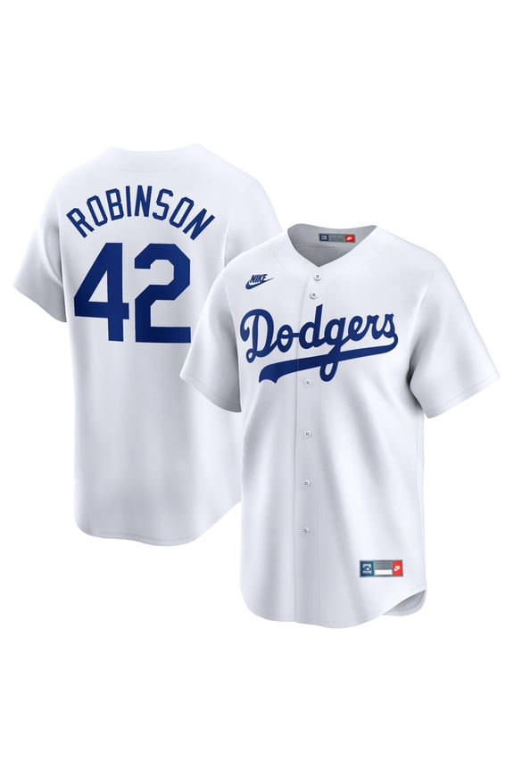 Men's Nike Jackie Robinson White Brooklyn Dodgers Throwback Cooperstown Collection Limited Jersey