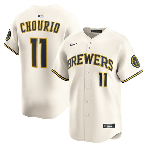 Men's Nike Jackson Chourio Cream Milwaukee Brewers Home Limited Jersey