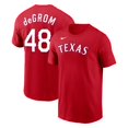 thumbnail image 1 of Men's Nike Jacob deGrom Red Texas Rangers Name & Number T-Shirt, 1 of 3
