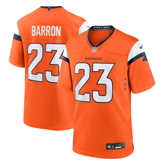 Men's Nike Jahdae Barron  Orange Denver Broncos Team Game Jersey