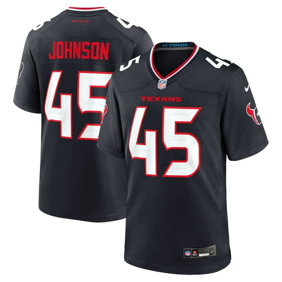 Men's Nike Jakob Johnson Navy Houston Texans Team Game Jersey