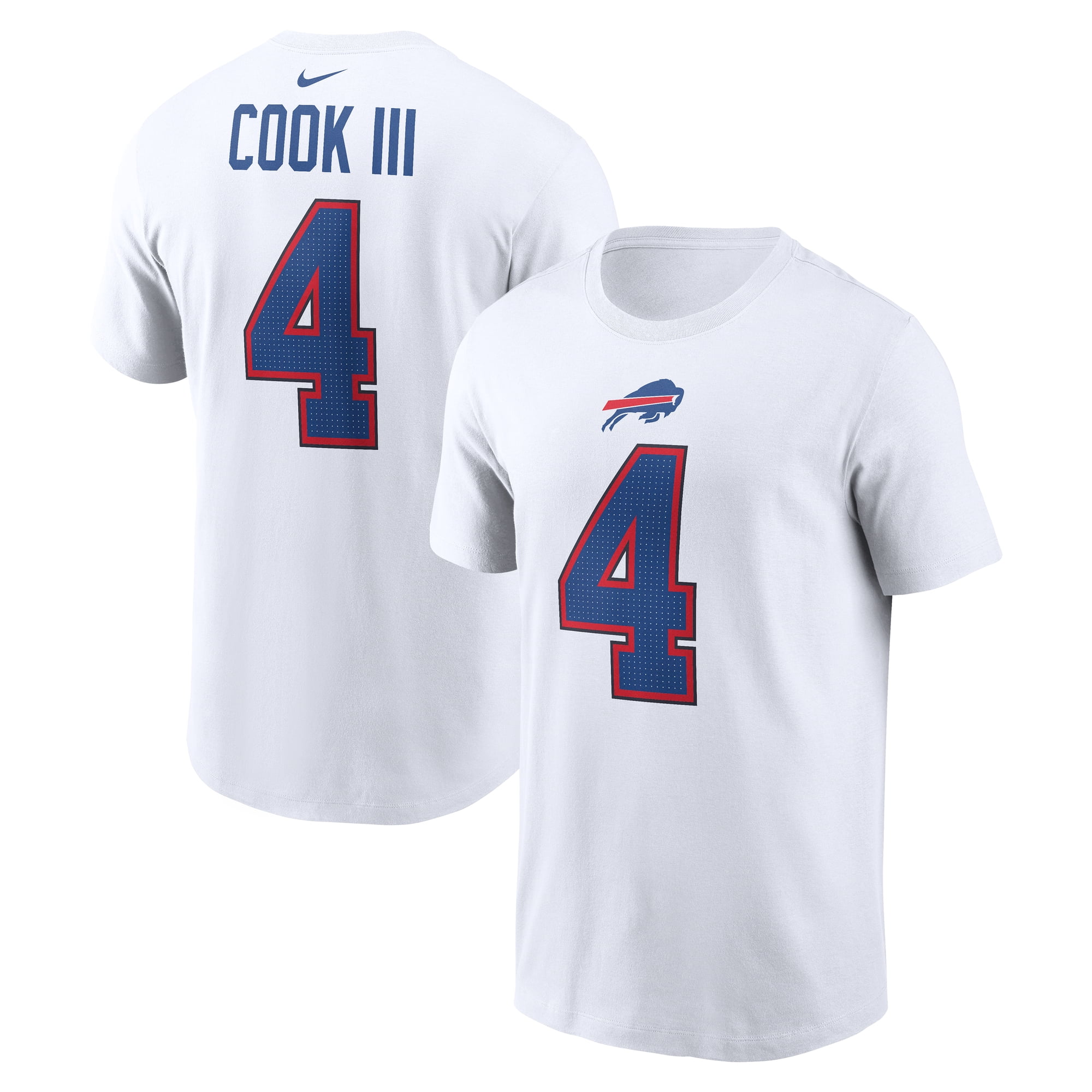 Men's Nike James Cook III White Buffalo Bills Player Name & Number
