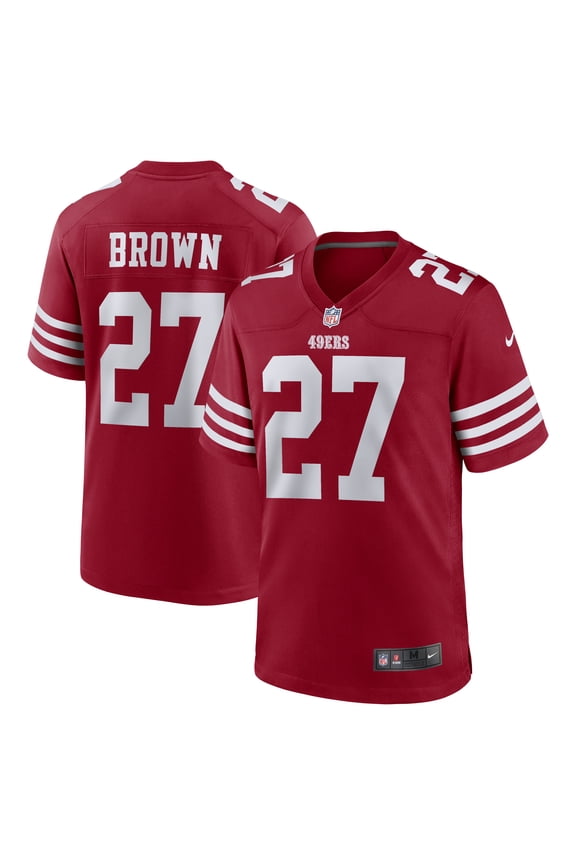 Men's Nike Ji'Ayir Brown Scarlet San Francisco 49ers Team Game Jersey