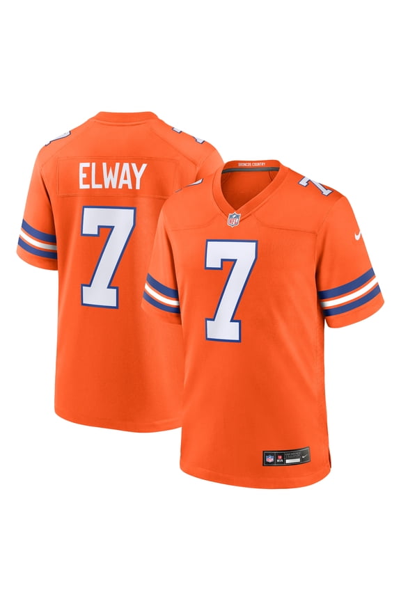 Men's Nike John Elway Orange Denver Broncos Mile High Collection 1977 Throwback Retired Player Game Jersey