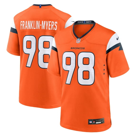 Men's Nike John Franklin-Myers Orange Denver Broncos Team Game Jersey